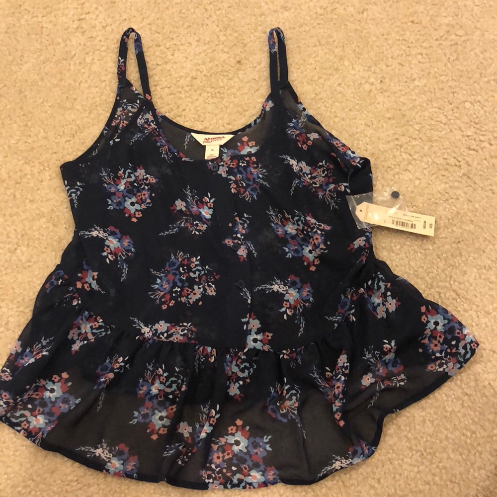 NWT Navy Blue Peplum Tank Blouse